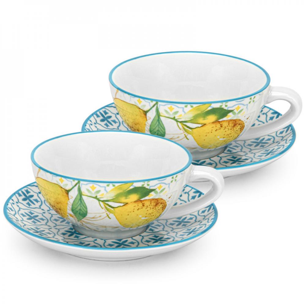 Fissman 2 Cups 200ml And 2 Saucers Set Capri Series with Durable Porcelain fissman mugs set 2pcs 500 ml capri porcelain