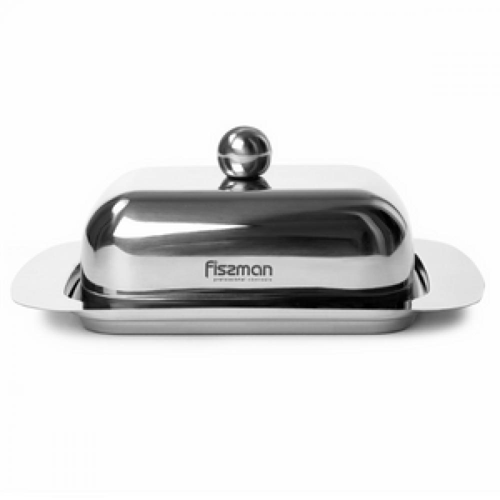 Fissman Butter Dish 18x12x7cm Stainless Steel fissman stockpot annette series 18 10 inox304 stainless steel with clear glass lid pouring lip strainer with silicone handles 24x12 5cm 4 7ltr