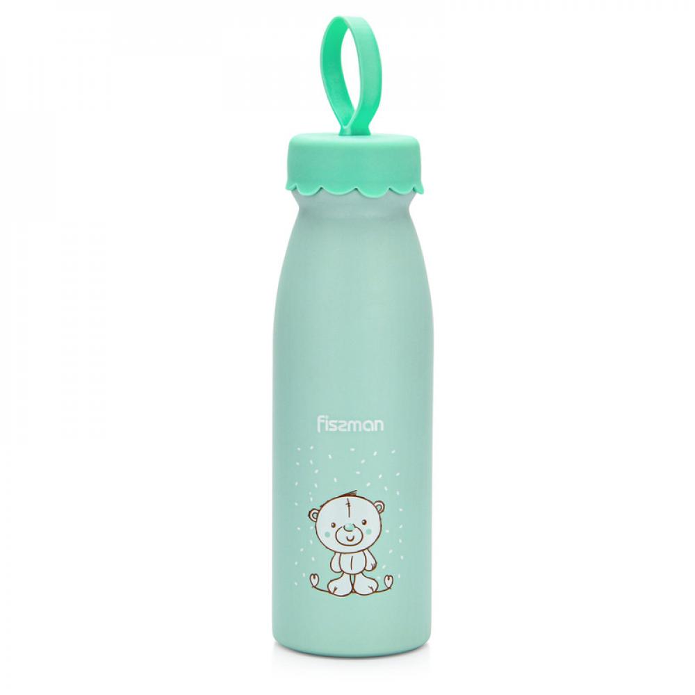 Fissman Double Wall Vacuum Thermos Bottle Light Green\/White 450ml fissman double wall vacuum bottle 1000ml stainless steel