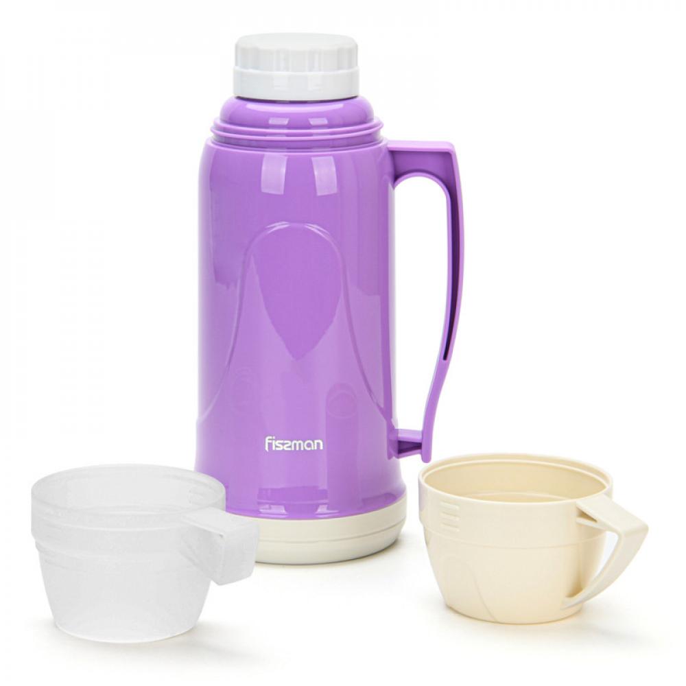 Fissman Vacuum Flask with Glass Liner And Plastic Case Purple 1000ml new 20 30 50 300 500 1000ml pp plastic flask digital measuring cup cylinder scale measure glass lab laboratory tools