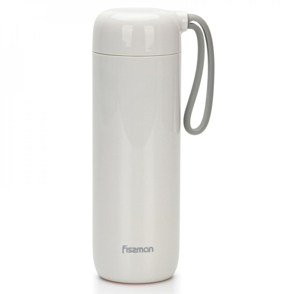 Fissman Never Spill Over Stainless Steel Thermos Flask White 400ml fissman portable stainless steel vacuum flask with thermal insulation blue green 350 ml