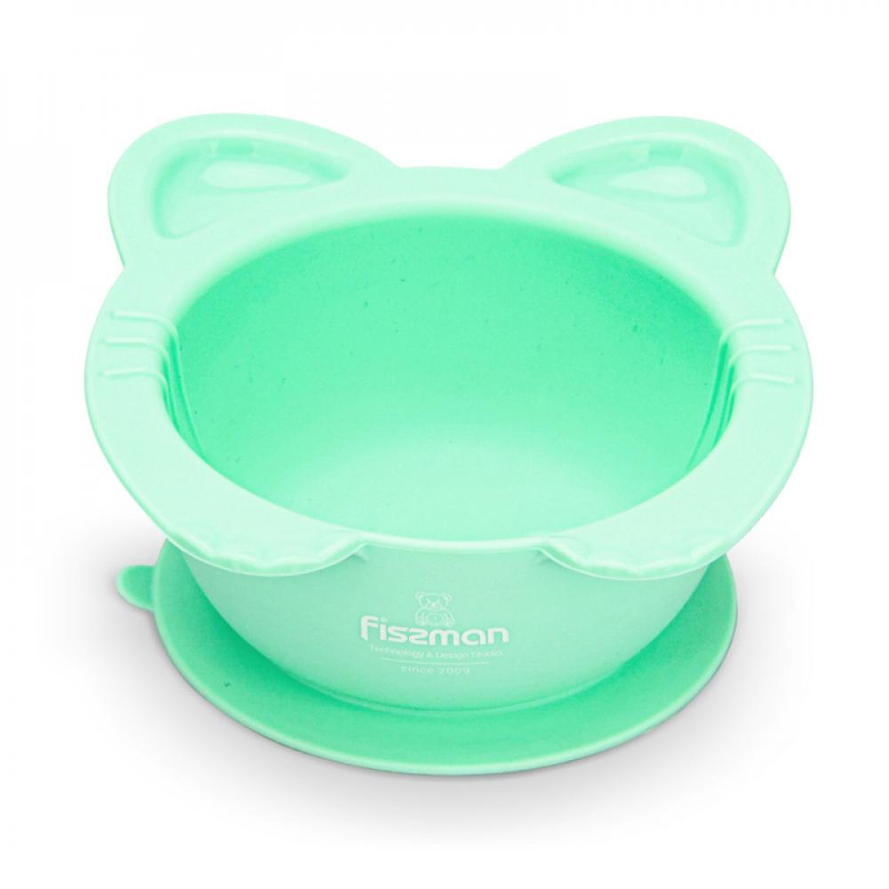 Fissman Kitty Design Bowl With Suction Green 300ml children s tableware set of maternal baby products 316 stainless steel water injected baby bowl suction cup auxiliary food bowl