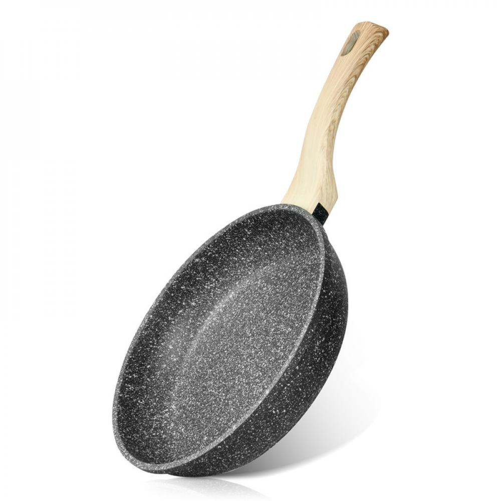 fissman wok pan aluminum with induction bottom vela rock series non stick black silver 28x8cm Fissman Aluminium With Non-Stick Coated Steel With Induction Bottom Black 47x6x28cm