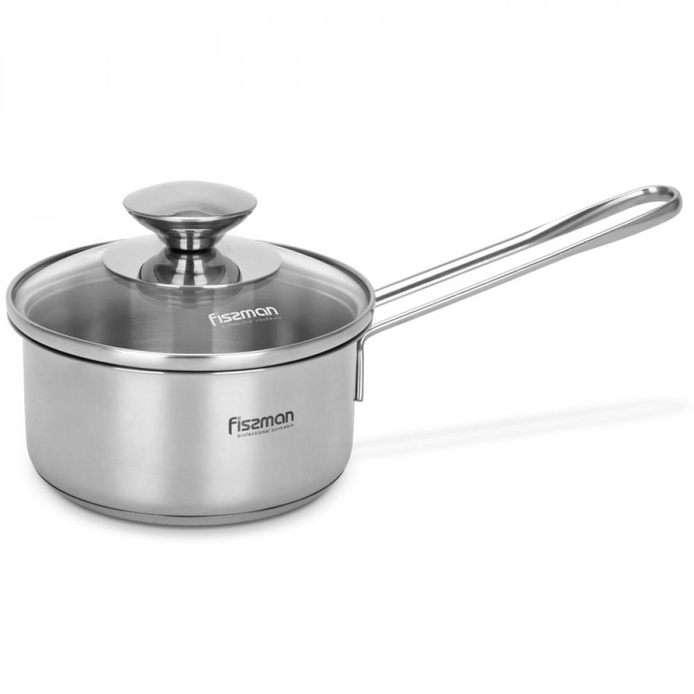 Fissman Stainless Steel Saucepan with Glass Lid Silver 12x6cm\/0.6LTR royalford stainless steel 3l monarch dome hot pot insulated serving dish with lid ideal for catering storage everyday use comfortable handle k