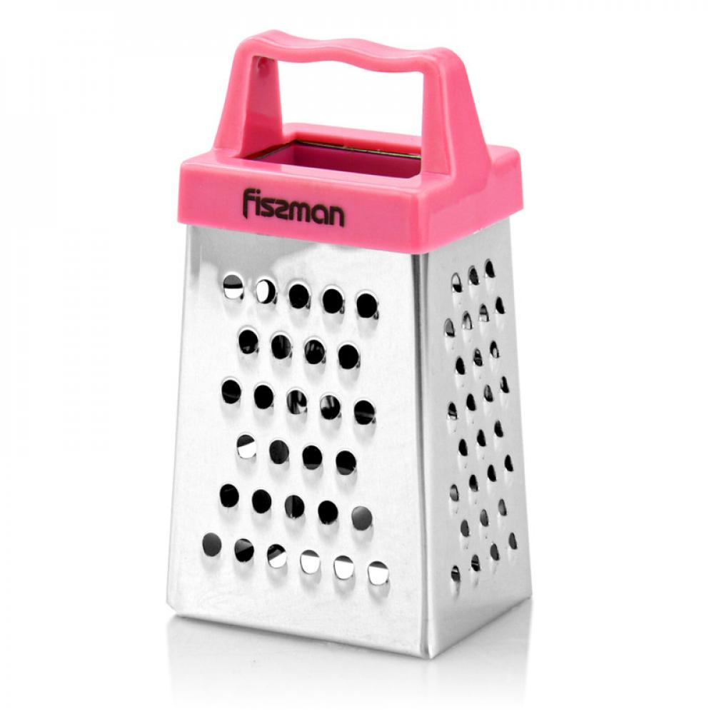 Fissman3-Sided MINI Grater 3inch, Multifunctional Handheld Cheese Peel Ref Magnet Pink fissman 8 4 sided grater stainless steel plastic