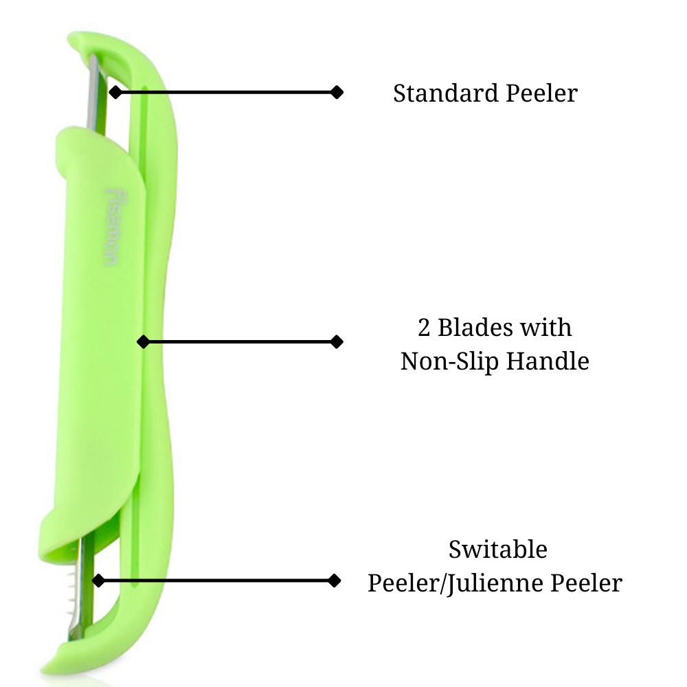 Fissman Vegetable P-Peeler With 2 Blades Green 15cm peeler with container vegetable peeler for kitchen green