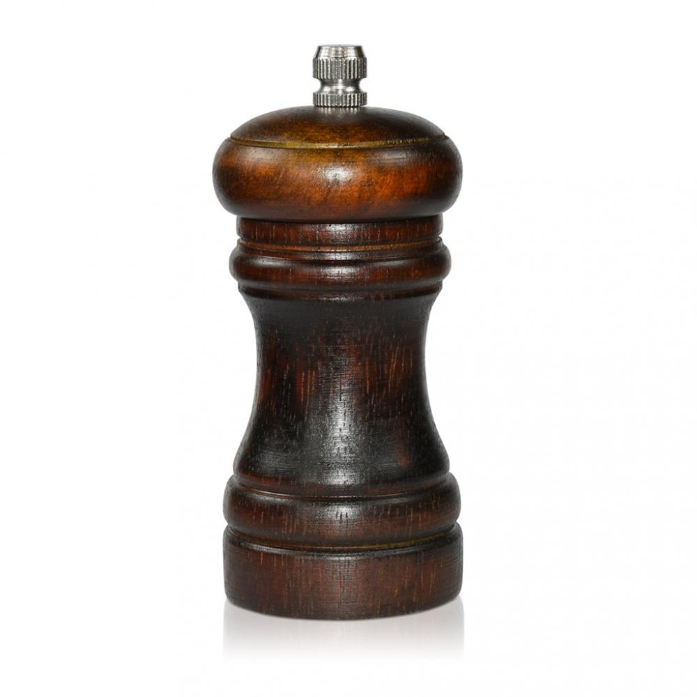 Fissman Salt and Pepper Mill Rook Shape Dark Brown Wooden Style 10x5cm
