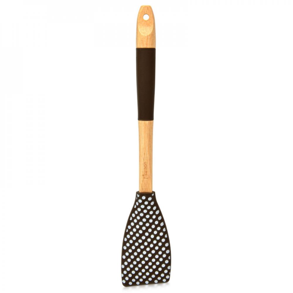 Fissman Chefs Tools Silicone Turner with Handle Black 32cm fissman bamboo serving spoon with handle beige 30cm