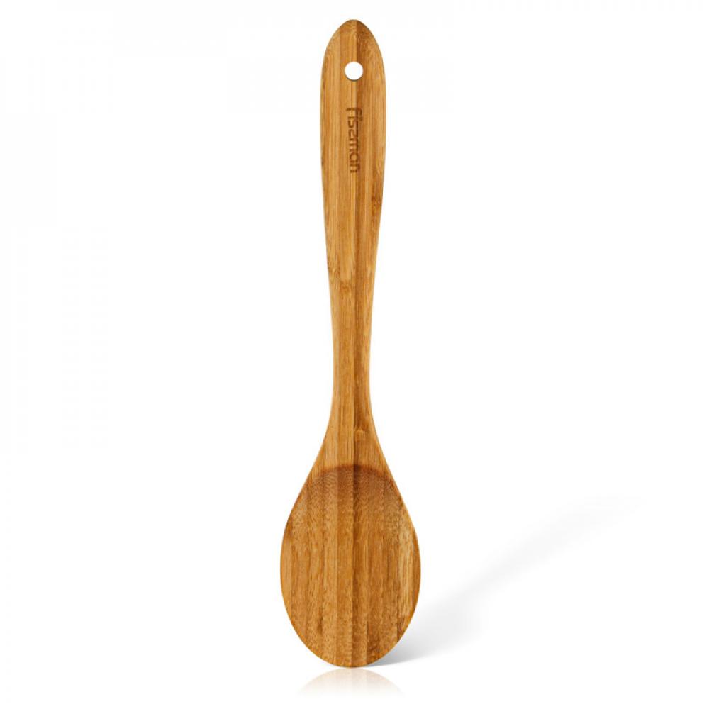 Fissman Bamboo Serving Spoon With Handle Beige 30cm