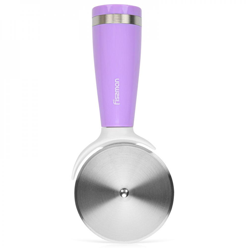 Fissman Stainless Steel Pizza Cutter With Ergonomic Handle Purple fissman mixing bowl stainless steel 18 10 inox 304 with non slip silicone base and purple lid purple silver 1 5l