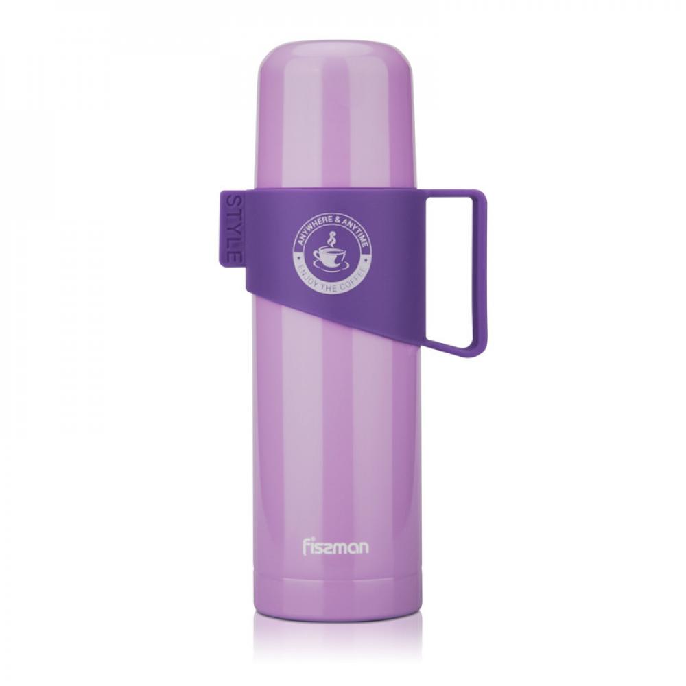 Fissman Bottle Flask Stainless Steel With Non Slip Plastic Handle Lilac 350ml hands 500ml thermos vacuum flasks temperature display stainless steel water bottle travel coffee tea mug cup warm