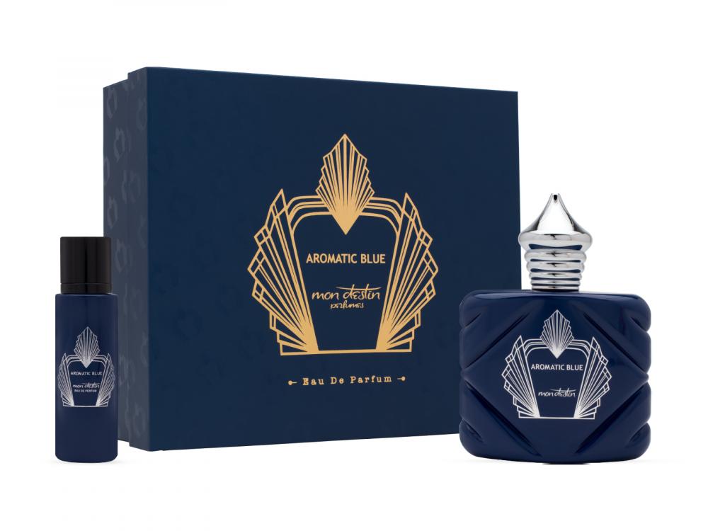 mon destin night shadow eau de parfum for women and men 100 ml Mon Destin Aromatic Blue EDP Set For Men 100 ml