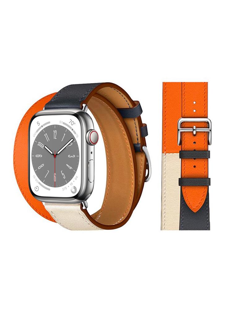 Perfii Double Tour Leather Replacement Band For Apple Watch 49\/45\/44\/42mm Series Ultra\/8\/7\/6\/5\/4\/SE ailang luxury brand waterproof leather strap men watch ailang luxury brand waterproof business leather strap men watch clock