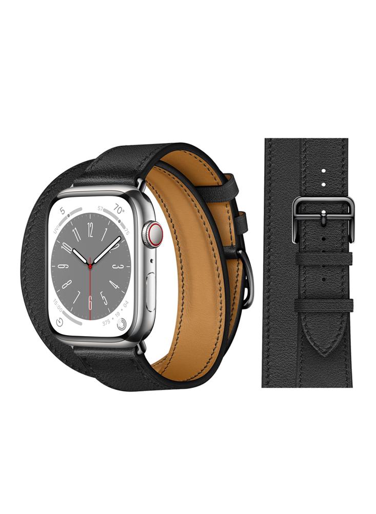 Perfii Double Tour Leather Replacement Band For Apple Watch 49\/45\/44\/42mm Series Ultra\/8\/7\/6\/5\/4\/SE high quality leather loop for iwatch 40mm 44mm sports strap single tour band for watch 42mm 38mm series 1 2 3 4 5 6 se