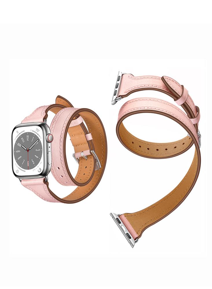 Perfii Double Tour Leather Replacement Band For Apple Watch 49\/45\/44\/42mm Series Ultra\/8\/7\/6\/5\/4\/SE эластичный ремешок совместимый с ремешком apple watch мягкий регулируемый нейлоновый ремешок для apple watch se iwatch series 7 6 5 4 3 2 1