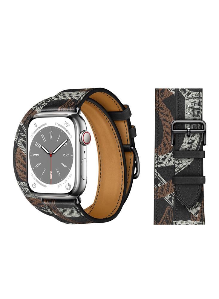 Perfii Double Tour Leather Replacement Band For Apple Watch 41/40/38mm Series 8/7/6/5/4/SE цена и фото