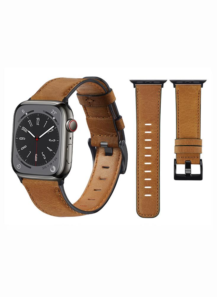 Perfii Retro Leather Replacement Band For Apple Watch 49\/45\/44\/42mm Series Ultra\/8\/7\/6\/5\/4\/SE 1pcs tribal retro color bronze pulseira carving flower wide chain c shape indian bangle cuff opened vintage tibetan punk style