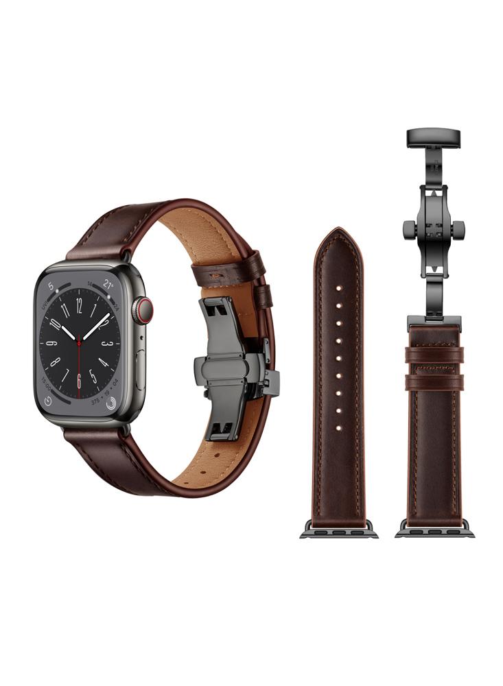 Perfii Genuine Leather Replacement Band For Apple Watch 49/45/44/42mm Series Ultra/8/7/6/5/4/SE