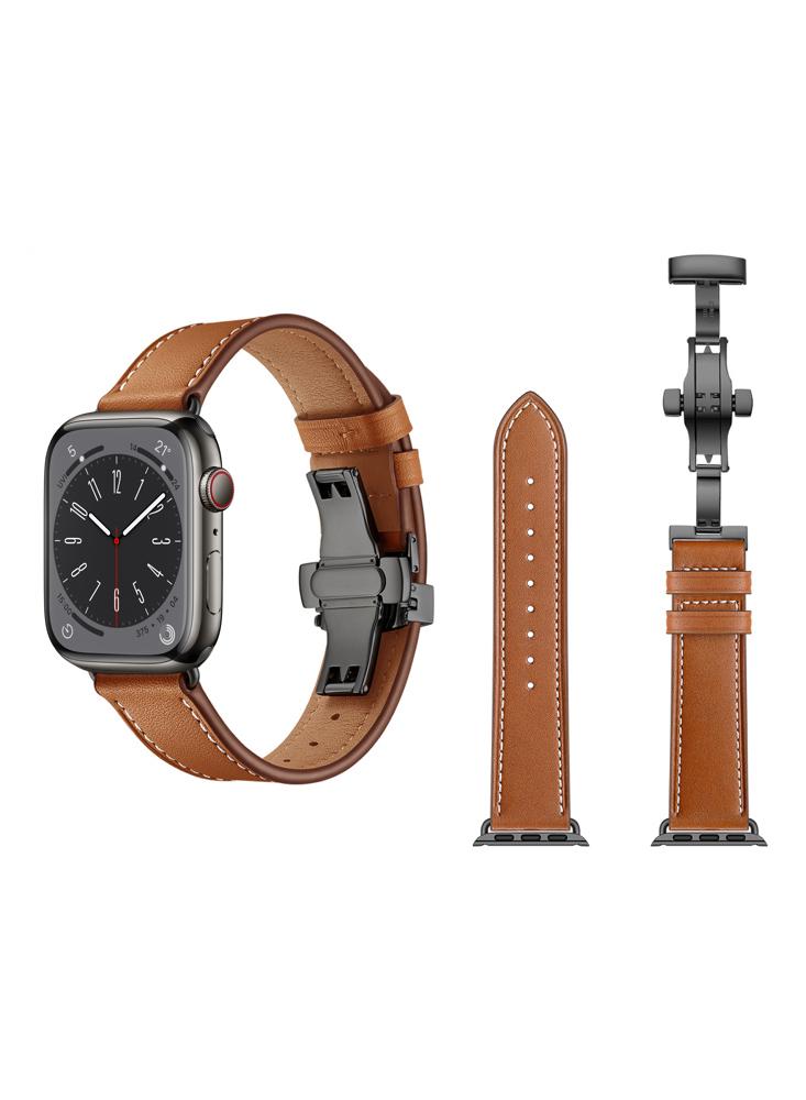 Perfii Genuine Leather Replacement Band For Apple Watch 41\/40\/38mm Series 8\/7\/6\/5\/4\/SE genuine leather luxury men snakeskin pin buckle belt authentic snake skin buckle strap python waist business belts suits