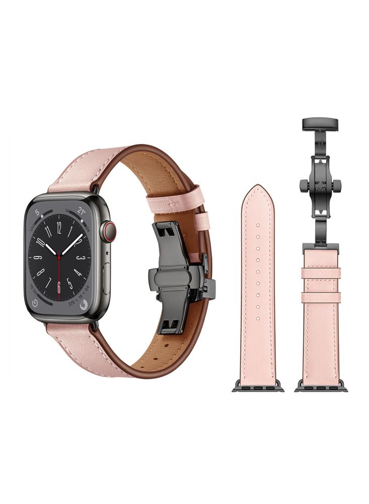 Perfii Genuine Leather Replacement Band For Apple Watch 41\/40\/38mm Series 8\/7\/6\/5\/4\/SE fashion genuine leather waistbands for dress adjustable length cummerbunds women thin soft real leather belts cowskin waist seal