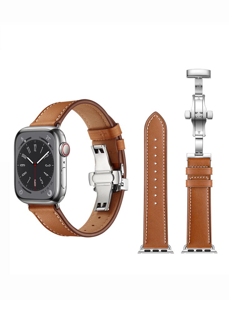 Perfii Genuine Leather Replacement Band For Apple Watch 49/45/44/42mm Series Ultra/8/7/6/5/4/SE