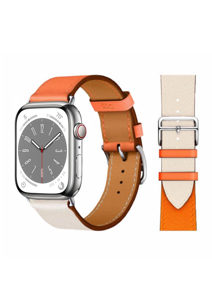 Perfii Genuine Leather Replacement Band For Apple Watch 41/40/38mm Series 8/7/6/5/4/SE retro genuine leather watchband 18mm 20mm 22mm 24mm calfskin watch straps porous breathable handmade stitching for men