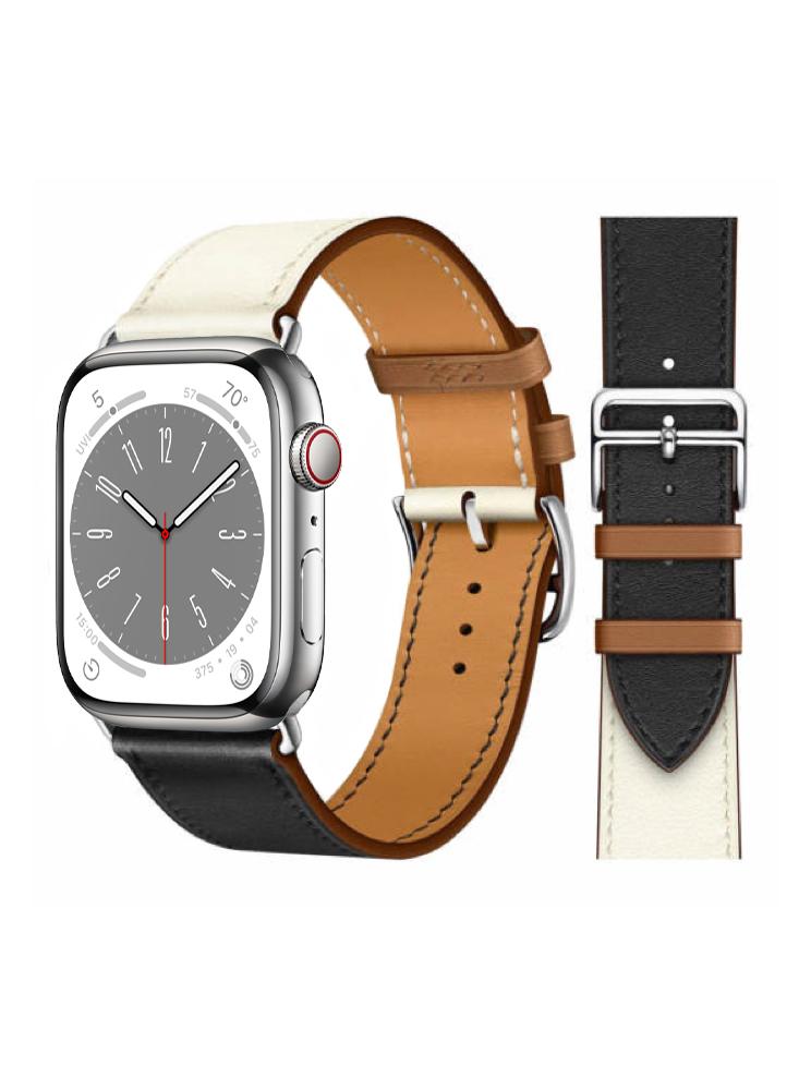 Perfii Genuine Leather Replacement Band For Apple Watch 41/40/38mm Series 8/7/6/5/4/SE retro genuine leather watchband 18mm 20mm 22mm 24mm calfskin watch straps porous breathable handmade stitching for men