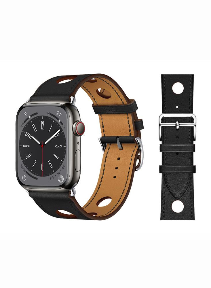 Perfii Genuine Leather Replacement Band For Apple Watch 49/45/44/42mm Series Ultra/8/7/6/5/4/SE