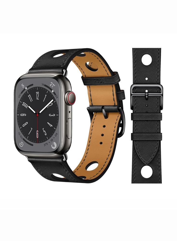 Perfii Genuine Leather Replacement Band For Apple Watch 49/45/44/42mm Series Ultra/8/7/6/5/4/SE