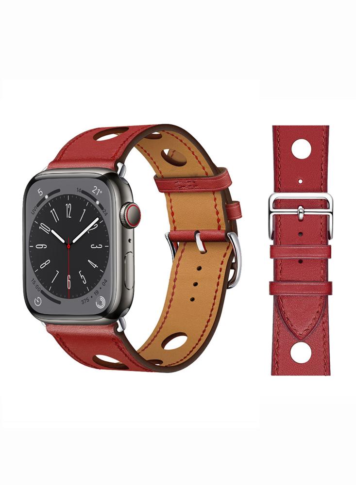 Perfii Genuine Leather Replacement Band For Apple Watch 41/40/38mm Series 8/7/6/5/4/SE