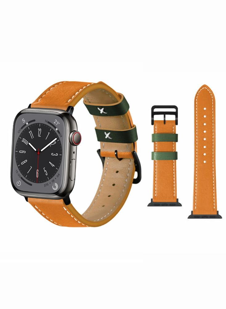 Perfii Genuine Leather Replacement Band For Apple Watch 49/45/44/42mm Series Ultra/8/7/6/5/4/SE