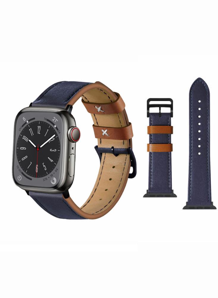 Perfii Genuine Leather Replacement Band For Apple Watch 49/45/44/42mm Series Ultra/8/7/6/5/4/SE