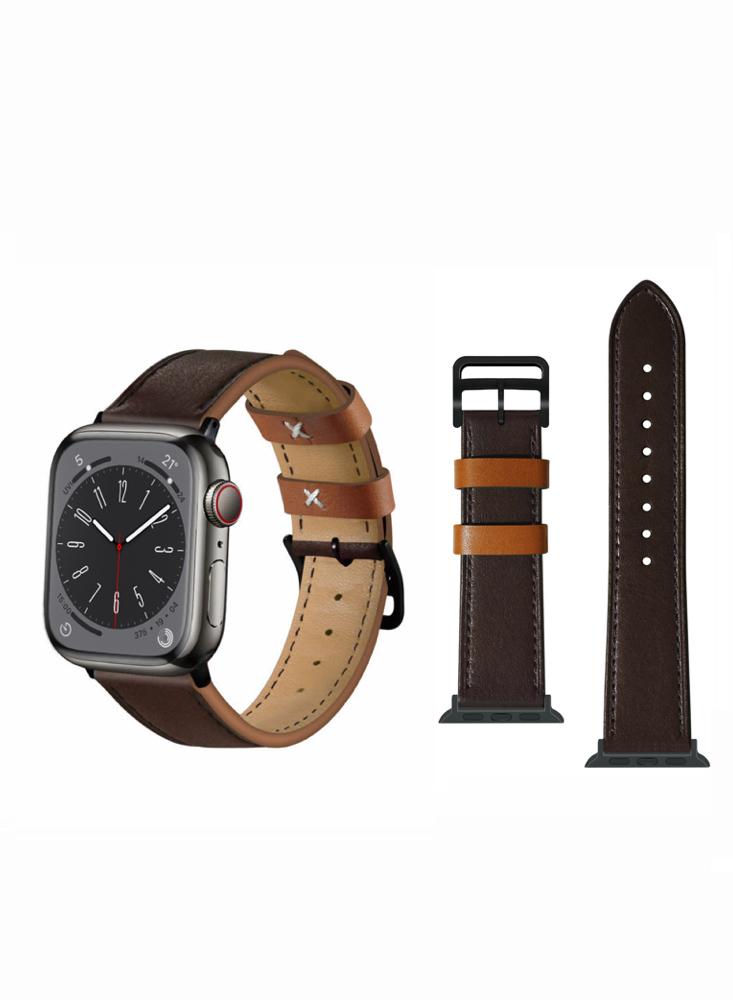 Perfii Genuine Leather Replacement Band For Apple Watch 41/40/38mm Series 8/7/6/5/4/SE