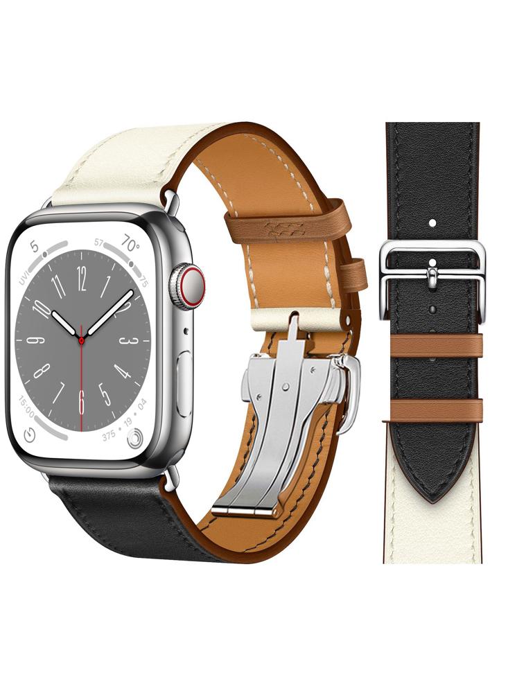 Perfii Supreme Folding Leather Replacement Band For Apple Watch 49\/45\/44\/42mm Series Ultra\/8\/7\/6\/5\/4\/SE 3 sizes men women wool pork pie hat retro feather band fedora cap trilby sunhat classical jazz party outdoor travel street style