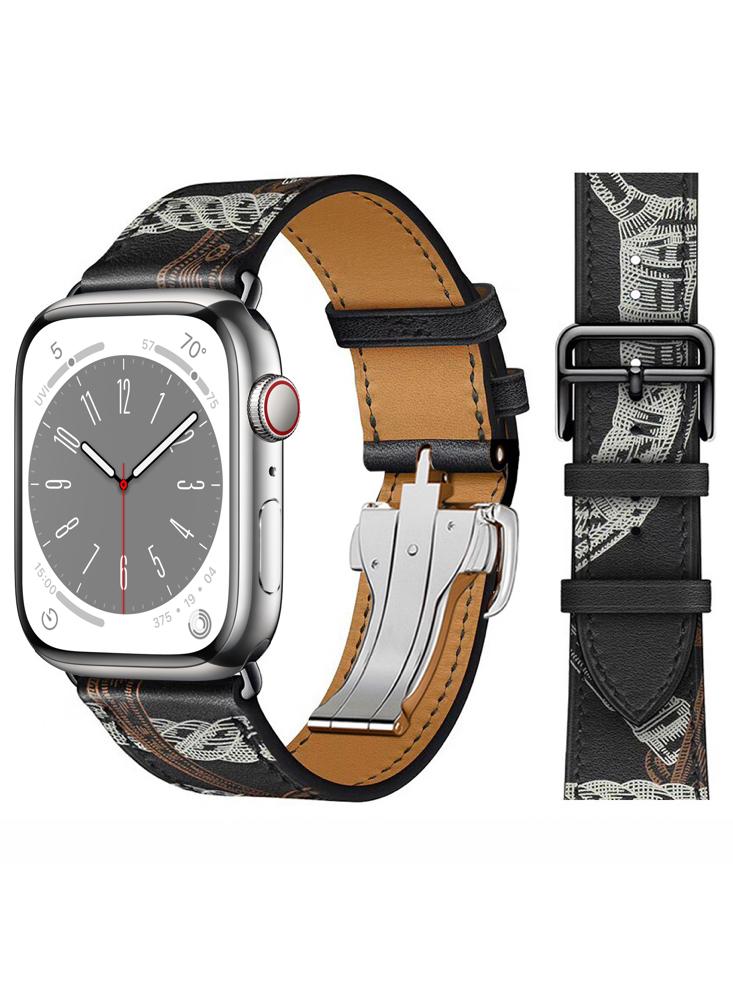цена Perfii Supreme Folding Leather Replacement Band For Apple Watch 49\/45\/44\/42mm Series Ultra\/8\/7\/6\/5\/4\/SE