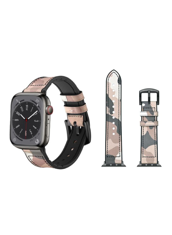 Perfii Hybrid Leather Replacement Band For Apple Watch 49\/45\/44\/42mm Series Ultra\/8\/7\/6\/5\/4\/SE