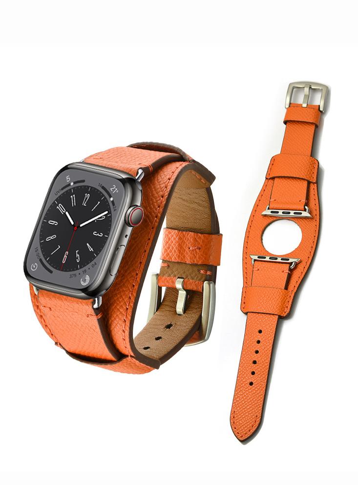 Perfii Genuine Leather Replacement Band For Apple Watch 49/45/44/42mm Series Ultra/8/7/6/5/4/SE stackers grey velvet watch bracelet pad