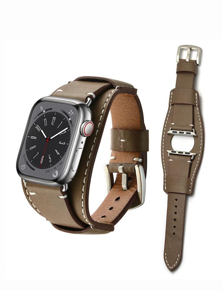 Perfii Genuine Leather Replacement Band For Apple Watch 49/45/44/42mm Series Ultra/8/7/6/5/4/SE forsining men s mechanical automatic watch fashion gear design waterproof wrist watch genuine leather sport watch male clock