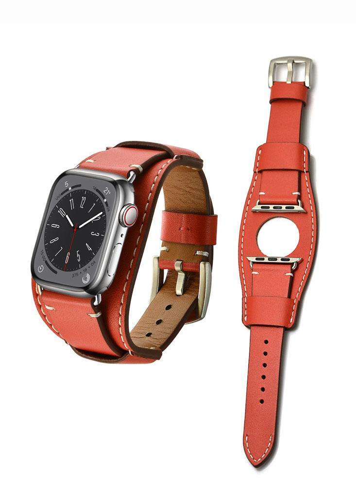 Perfii Genuine Leather Replacement Band For Apple Watch 41/40/38mm Series 8/7/6/5/4/SE remzeim calfskin leather watch straps soft material watchband 14mm 16mm 18mm 20mm 22mm wrist band bracelet watch accessories