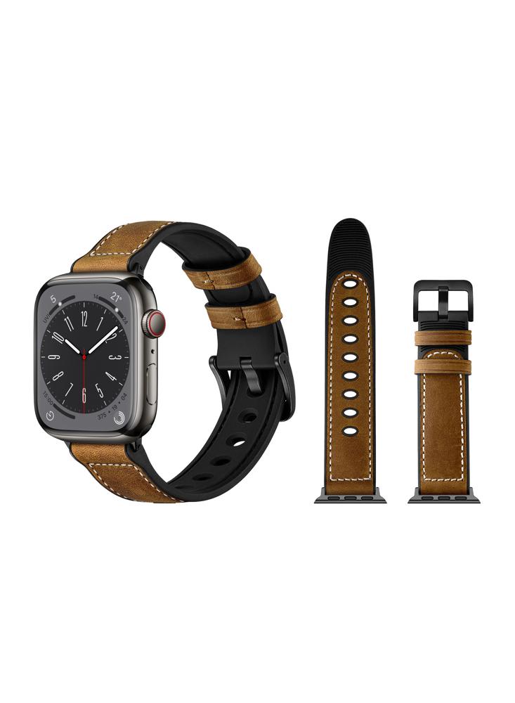 Perfii Genuine Leather Replacement Band For Apple Watch 41/40/38mm Series 8/7/6/5/4/SE wide real cowhide girdle belts woman new gold buckle genuine leather waist band dress elastic waist seal lady apparel accessory