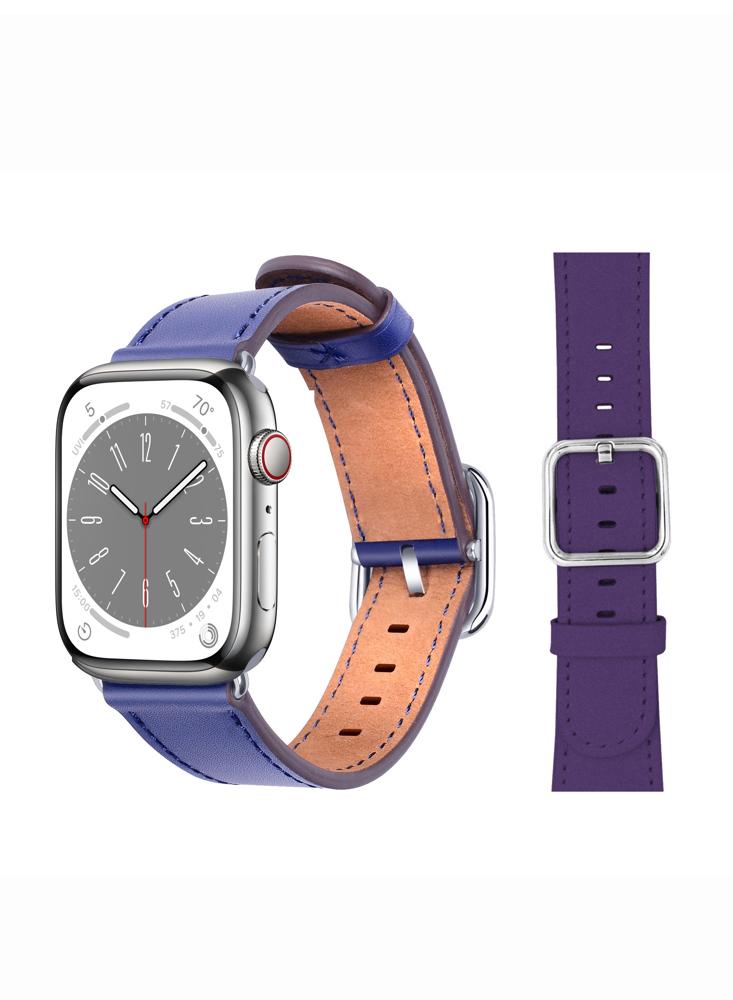 Perfii Genuine Leather Replacement Band For Apple Watch 41/40/38mm Series 8/7/6/5/4/SE new fashion belt korean version of simple leisure all match round digital pointer pin buckle ladies quartz watch