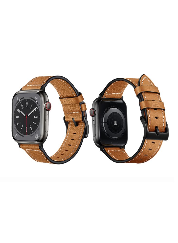 Perfii Leather Replacement Band For Apple Watch 41/40/38mm Series 8/7/6/5/4/SE customized engraved nature wood clock watch i love you men s quartz analog wrist watches luminous hands with leather band gift