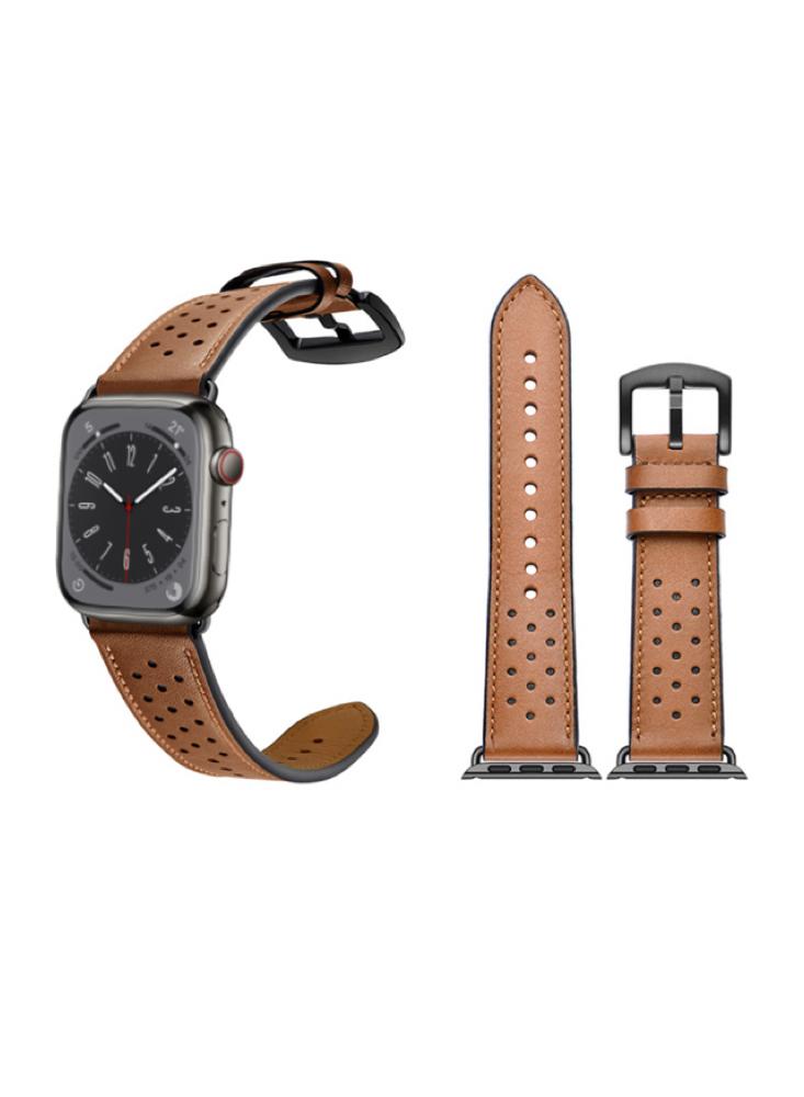 Perfii Genuine Leather Replacement Band For Apple Watch 41, 40 38 mm Series 8 7 6 5 4 SE