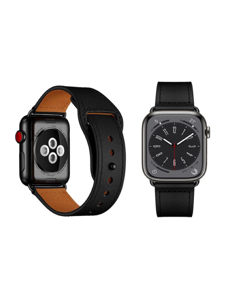 Perfii Genuine Leather Replacement Band For Apple Watch 49, 45, 44, 42 mm Series Ultra 8 7 6 5 4 SE