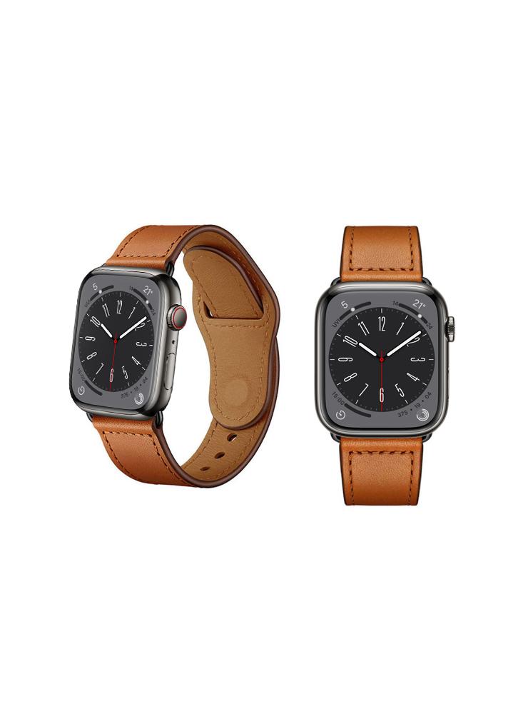 цена Perfii Genuine Leather Replacement Band For Apple Watch 49, 45, 44, 42 mm Series Ultra 8 7 6 5 4 SE