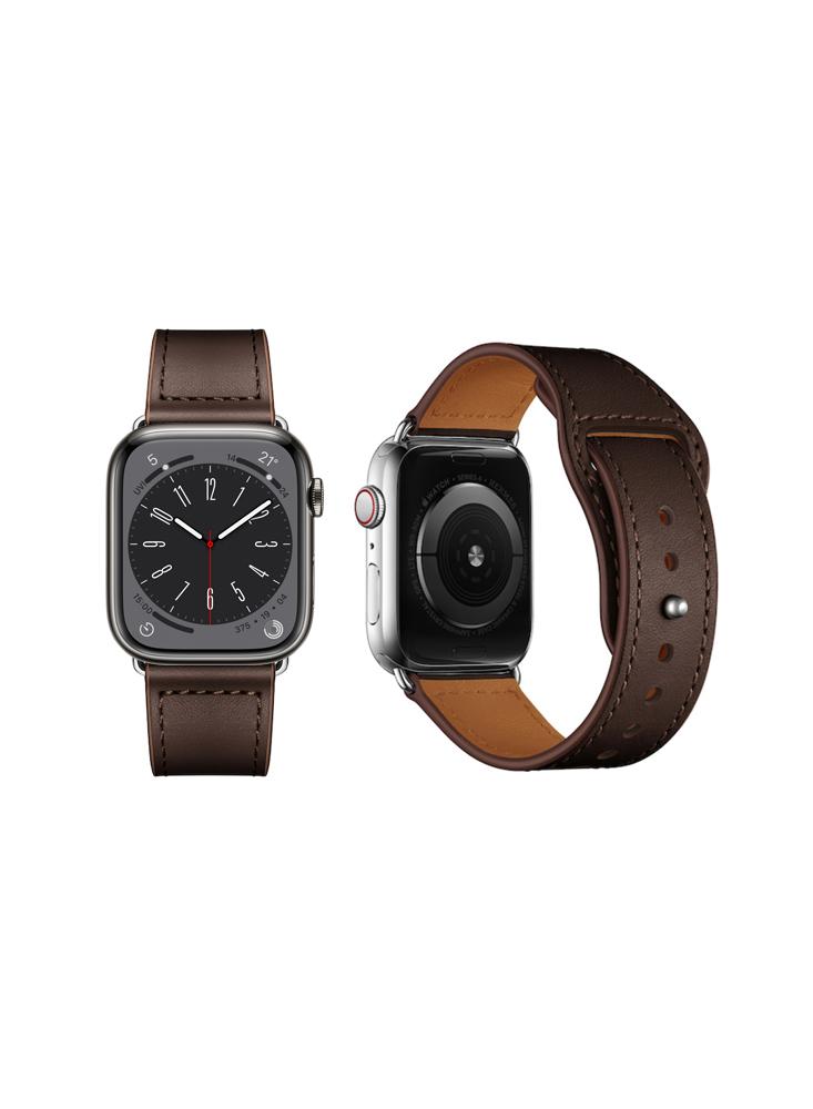 Perfii Genuine Leather Replacement Band For Apple Watch 49, 45, 44, 42 mm Series Ultra 8 7 6 5 4 SE
