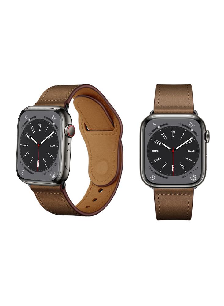 цена Perfii Genuine Leather Replacement Band For Apple Watch 41, 40, 38 mm Series 8 7 6 5 4 SE