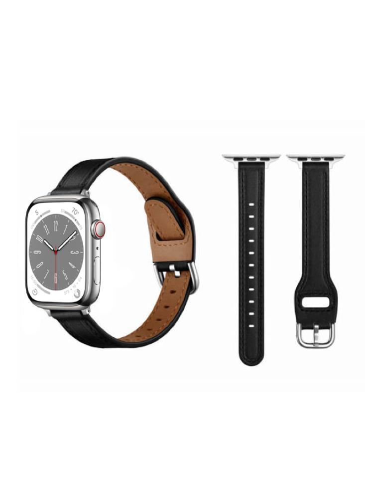 Perfii Buckle Tee Leather Replacement Band For Apple Watch 49, 45, 44, 42 mm Series Ultra 8 7 6 5 4 SE
