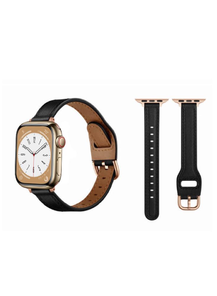 Perfii Buckle Tee Leather Replacement Band For Apple Watch 41, 40, 38 mm Series 8 7 6 5 4 SE