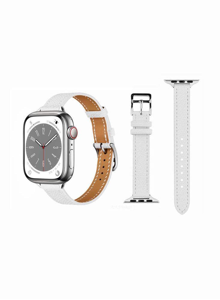 Perfii Slim Genuine Leather Replacement Band For Apple Watch 49, 45, 44, 42mm Series Ultra 8 7 6 5 4 SE фотографии